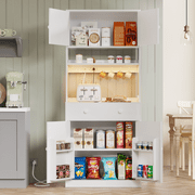 BYT 72 Tall Kitchen Pantry Storage Cabinet, Large Storage Cabinet with Doors and Shelves, Pantry Cabinet for Kitchen, Dining Room, White
