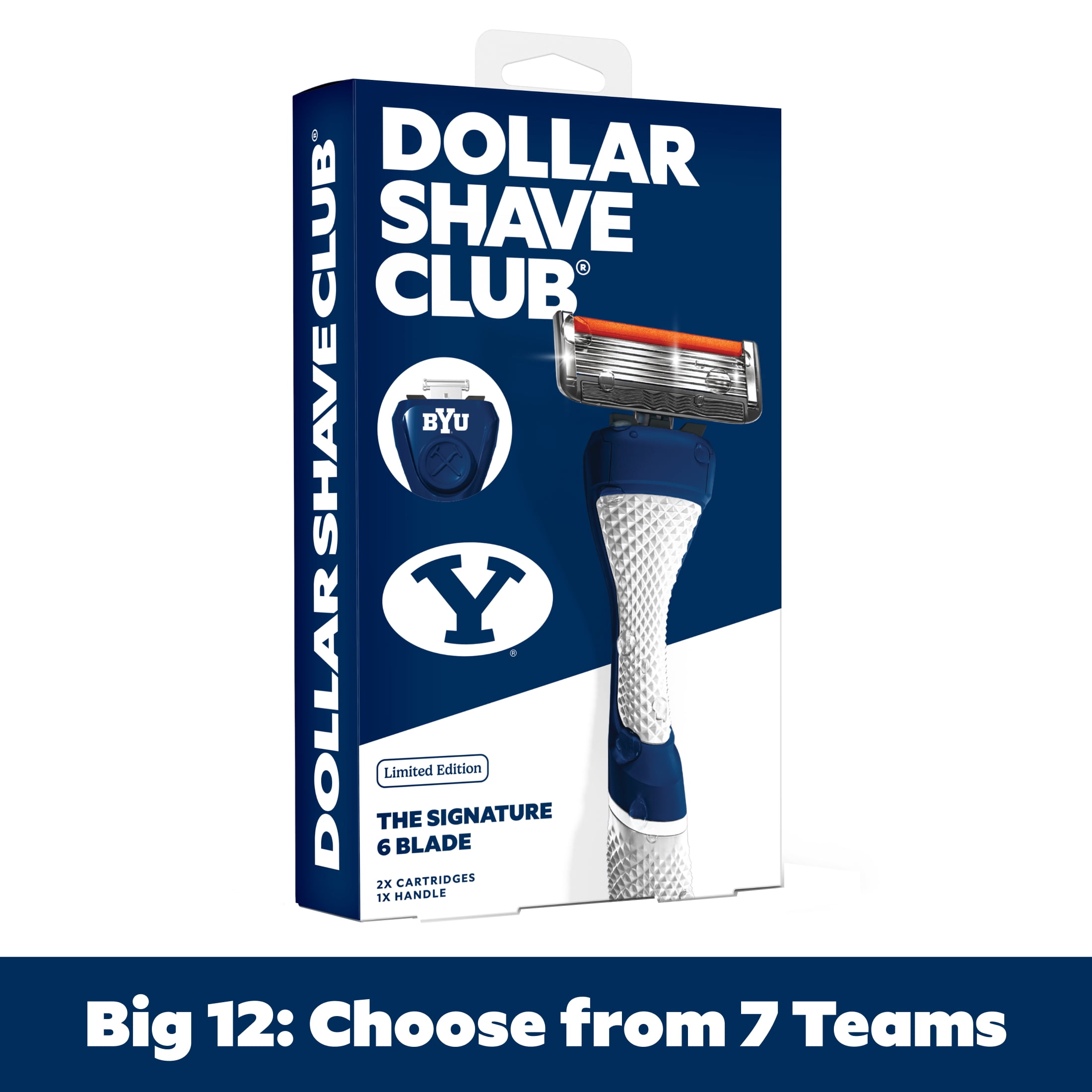 Dollar Shave Club Brigham Young University 6-Blade Shaving Kit with Handle, 2 x 6-Blade Refills