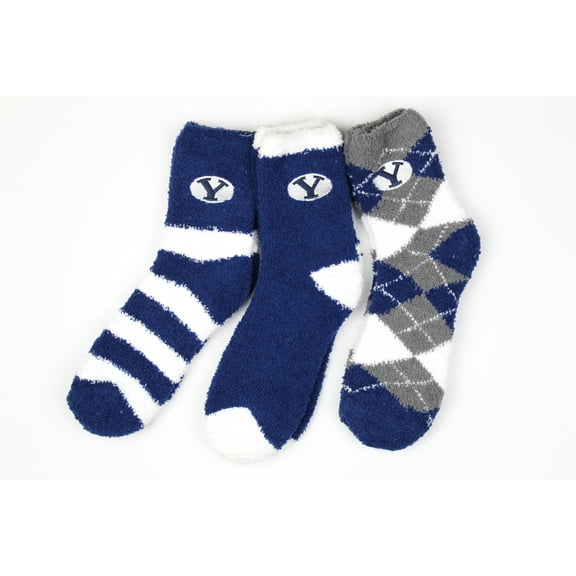 BYU Cougars 3 Piece Fuzzy Sock Bundle - Donegal Bay - Unisex - One Size - Ankle