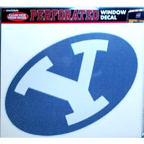 Brigham Young University Cougars BYU 8 Inch Preforated Window Film Decal Sticker, One-Way Vision, Adhesive Backing