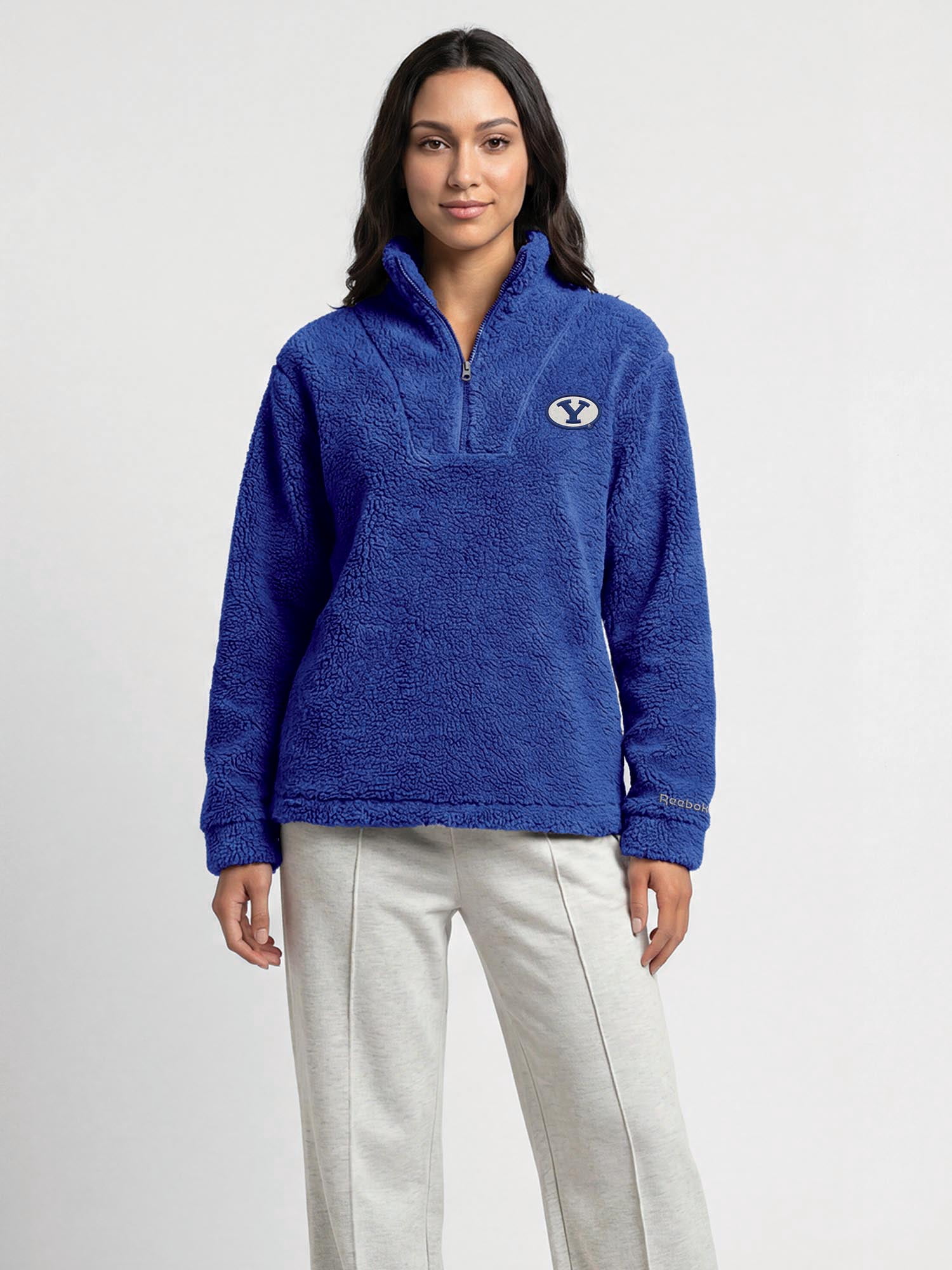 BYU Cougars Reebok Womens Relaxed Fit Qtr Zip Sherpa Pullover