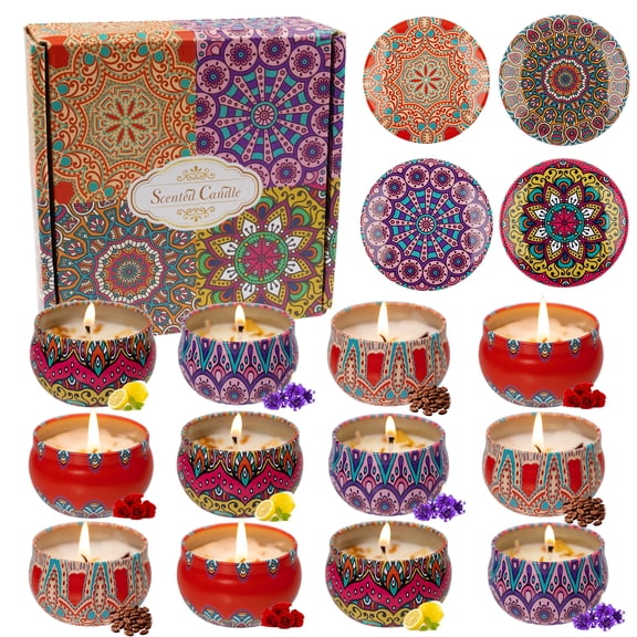 BYXAS 12 Pack Candles Presents for Mom Women Men, 35.2oz Candle Gifts Set, 240H Burning, Soy Candle for Home Long Lasting Candles, Stocking Stuffers, Birthday, Valentine