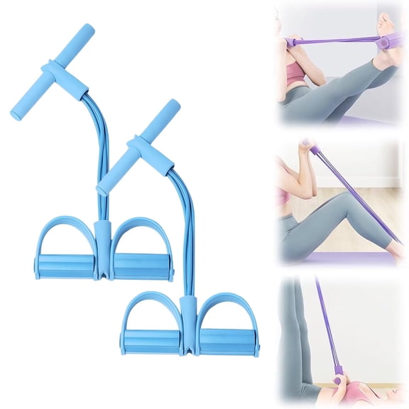 BYXAS 2 Pack 21 Fitness Resistance Bands-4 Tube Pedal Ankle Puller, 2025 New Stretching Bands for Arm and Leg Workouts, Multi-Functional Sit Up Rope for Home Gym Equipment, Fitness Beginners(Blue)