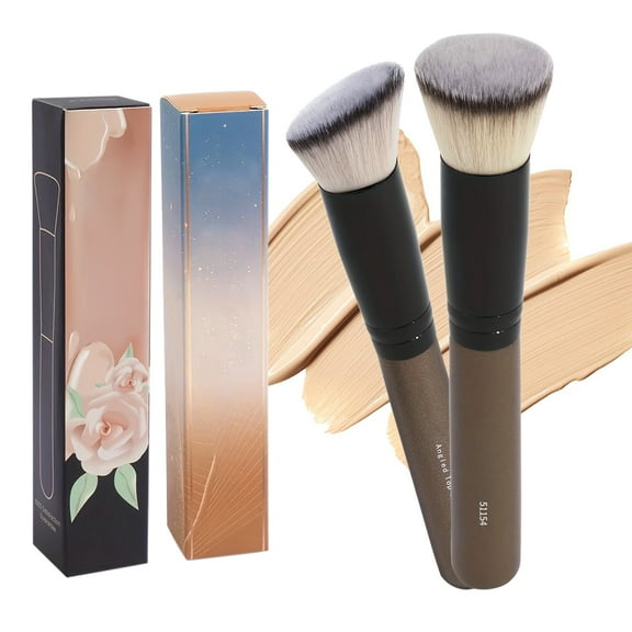 BYXAS 2 Pack Makeup Brushes Foundation Brush and Flawless Concealer Brush Perfect for Any Look Premium Luxe Hair Contour Brush Perfect for Blending Liquid,Buffing,Cream,Sculpting Makeup(Black)