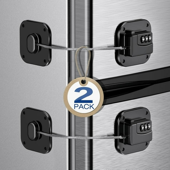 BYXAS 2 Pack Refrigerator Locks with 3 Digit Code, Easy Install Fridge Lock Combination, Premium Freezer Lock, Child Proof Cabinet Locks for Refrigerators, Drawers, Closets, Windows (Black)