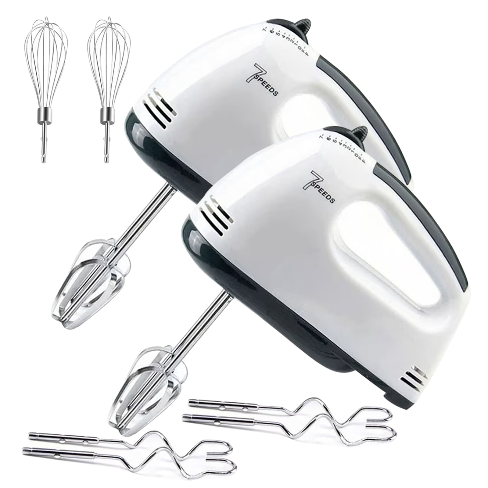 BYXAS 2 Packs Handmixer Electric Handheld - 7 Speed Portable Kitchen Mixer Electric with 5 Stainless Steel Accessories Whisk, Food Beater for Whipping Mixing Cookies Cakes Eggs Dough