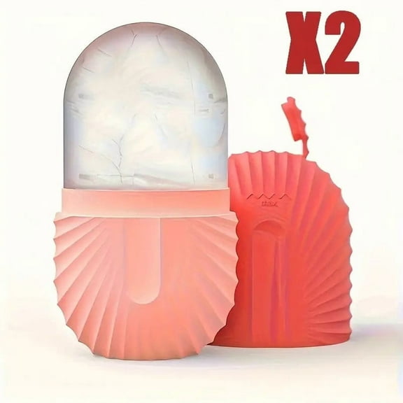 BYXAS 2 Pcs Ice Roller for Face - Facial Ice Roller for self Skin Care of all Types, Cold Face Ice Roller Facial Massager for Eye Puffiness relief, Wrinkles, Migraine & TMJ Relief Massager (Pink)