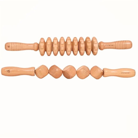 BYXAS 2 Pcs Wood Massage Tools Gua Sha Board Inches Handheld Wooden Scraper Massage Rollers Large Lymphatic Drainage Tool for Release Cellulite Sore Muscle