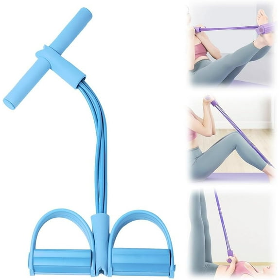 BYXAS 21 Fitness Resistance Bands-4 Tube Pedal Ankle Puller, 2025 New Stretching Bands for Arm and Leg Workouts, Multi-Functional Sit Up Rope for Home Gym Equipment, Fitness Beginners(Blue)