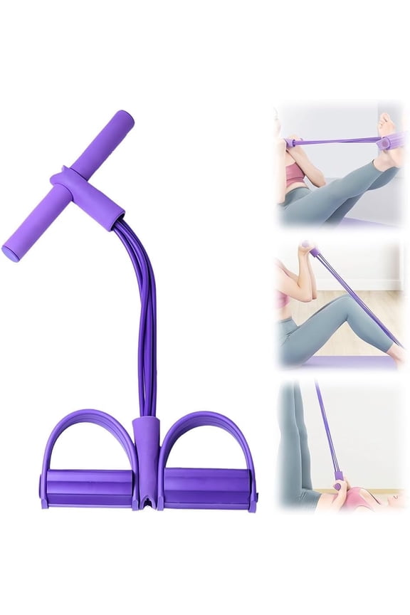 21 Fitness Resistance Bands-4 Tube Pedal Ankle Puller, 2025 New Stretching Bands for Arm and Leg Workouts, Multi-Functional Sit Up Rope for Home Gym Equipment, Fitness Beginners(Purple)