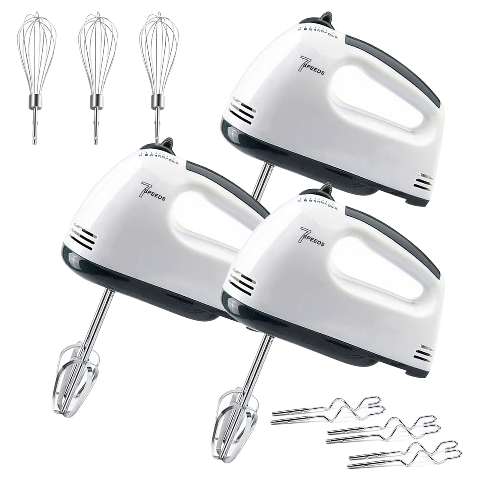 BYXAS 3 Pack Electric Hand Mixer, 7-Speeds Small Handheld Mixer with 304 Stainless Steel Beaters, Dough Hooks & Whisk Attachment, Portable Food Kitchen Mixer for Baking Cake Cookies Cream