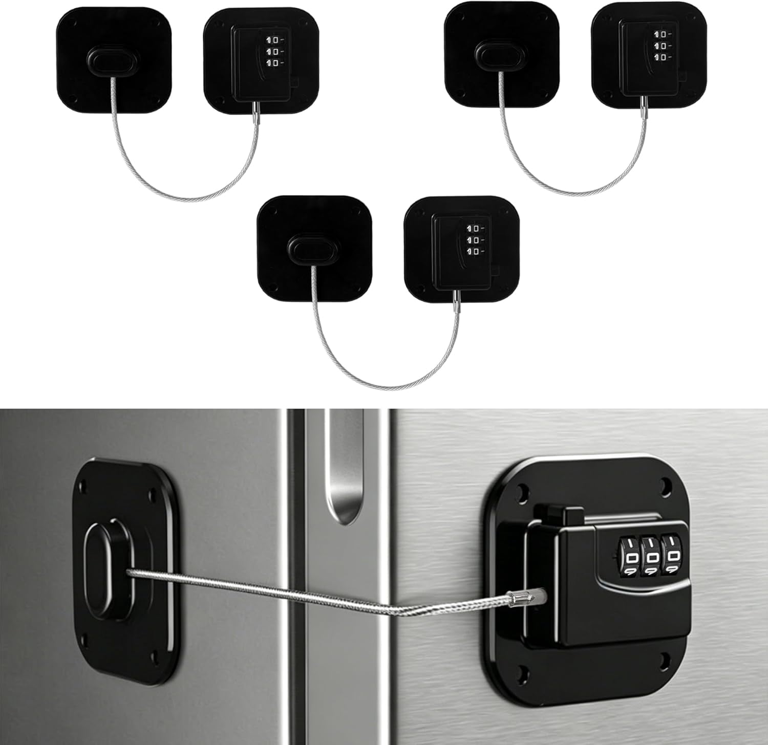 BYXAS Refrigerator Lock, 3 Pack, 3-Digit Combination, Childproof, Easy ...