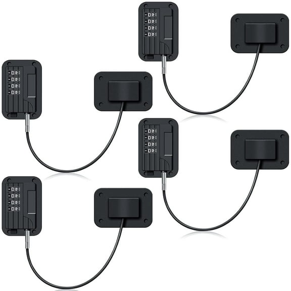 BYXAS 4 Pack Refrigerator Locks with 3 Digit Code, Easy Install Fridge Lock Combination, Premium Freezer Lock, Child Proof Cabinet Locks for Refrigerators, Drawers, Closets, Windows (Black)