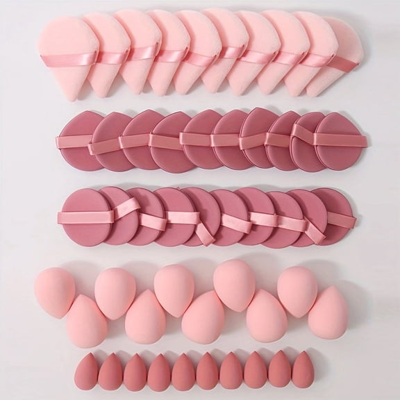 BYXAS 50 PCS Makeup Sponge Set Beauty Blender Sponge for Mini Makeup Sponges Triangle Powder Puff with Foundation Blending Soft Make Up Sponges for Face Cosmetic Applicator for Powder(Rose Pink)