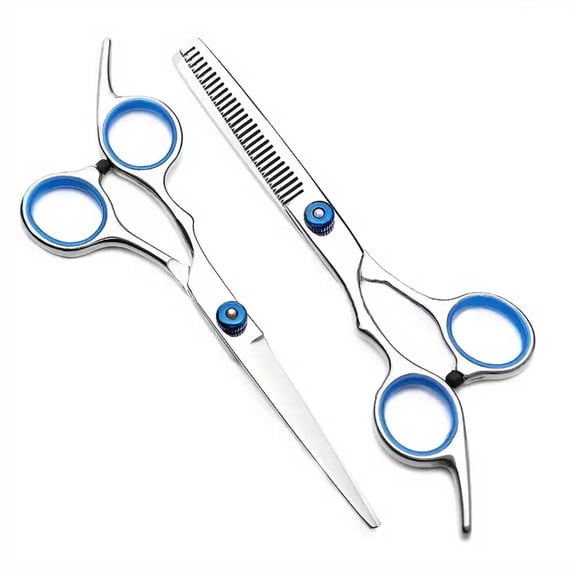 BYXAS 6 Inch Professional Hair Cutting Scissors & Thinning Shears Kit, 2 PCS Stainless Steel Barber Hairdressing Texturizing Salon Razor Edge Scissors