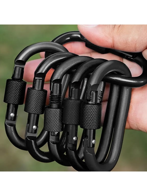 6 Pack Carabiner Clip D-Shape Spring for Keychain, 3 inch Heavy Duty Keychain Clip for Climbing Fishing Hiking Outdoor Keychain Clip Hook Black