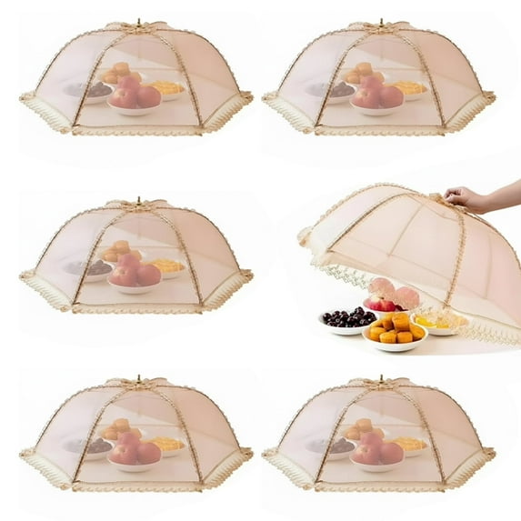 BYXAS 6 Pack Extra Large Food Cover, Pop-Up Food Nets, Mesh Food Covers Tent Umbrella for Outdoors, Screen Tents, Parties Picnics, BBQs, Reusable and Collapsible Food Tents