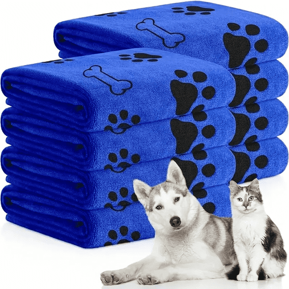 BYXAS 8 Pcs Microfiber Dog Towels for Drying Dogs, Super Absorbent and Soft Pet Grooming Towel, 40 Inch X 24 Inch, Perfect Dog Shower & Bath Supplies for Large, Medium or Small Dogs, Blue