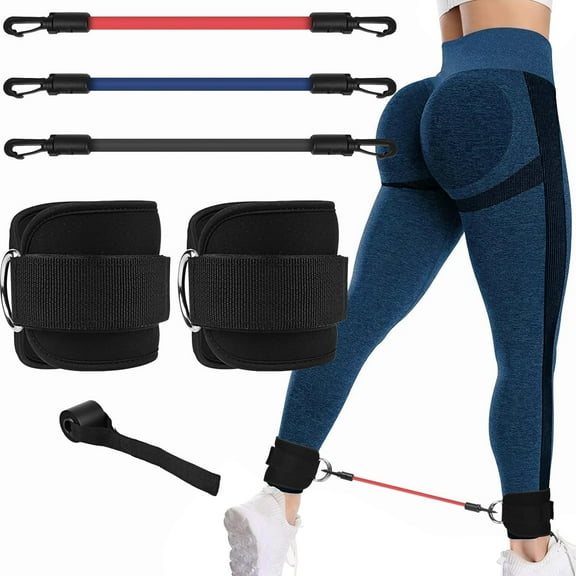 BYXAS Ankle Resistance Bands, Ankle Bands for Working Out with Cuffs, Ankle Resistance Band, Glutes Workout Equipment, Butt Exercise Equipment for Women Legs and Glutes (Black)