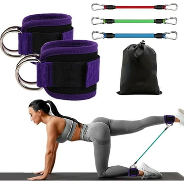 BYXAS Ankle Resistance Bands, Ankle Bands for Working Out with Cuffs, Ankle Resistance Band, Glutes Workout Equipment, Butt Exercise Equipment for Women Legs and Glutes (Purple)