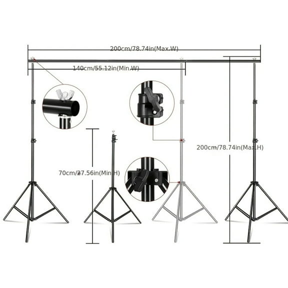 BYXAS Backdrop Stand 6.5x6.5ft(WxH) Photo Studio Adjustable Background Stand Support kit with 2 Crossbars, 4 Clamps and Carry Bag for Parties, Events Decoration, Wedding, Photography