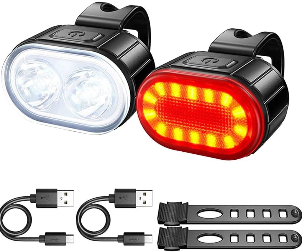 RIDWIND Bike Light Set - Rechargeable 300 Lumen Front & Rear Bicycle Lights, IPX6 Waterproof