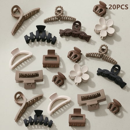 BYXAS Claw Clips for Thick Thin Curly Hair 20 Count for Women - Hair Claws for Thin Thick Curly Hair - Large and Small Matte Clips - Strong Hold Nonslip Hair Claws - Various Sizes and Styles