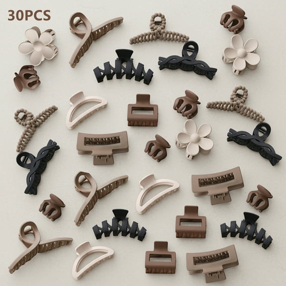 BYXAS Claw Clips for Thick Thin Curly Hair 30 Count for Women - Hair Claws for Thin Thick Curly Hair - Large and Small Matte Clips - Strong Hold Nonslip Hair Claws - Various Sizes and Styles