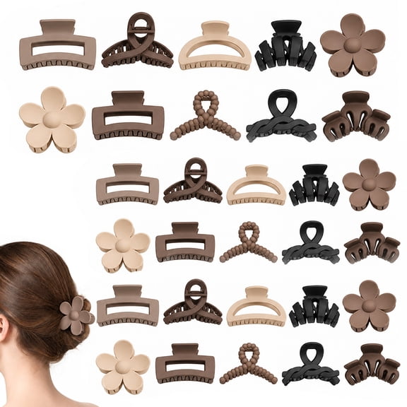 BYXAS Claw Clips for Thick Thin Curly Hair 30 Count for Women - Hair Claws for Thin Thick Curly Hair - Large and Small Matte Clips - Strong Hold Nonslip Hair Claws - Various Sizes and Styles