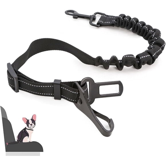 BYXAS Dog Seatbelt for Car, 3-in-1 Dog Car Seat Belt Bungee,Shockproof Dogs Tether for Car with Buckle & Hook Latch, Adjustable Reflective Dog Car Harness Leash with 360° Lockable Buckle,Black