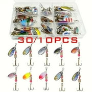 BYXAS Fishing Lures Spinner Baits,30pcs Spoon Fishing Lures Metal Spinnerbaits Hard Baits Kit Trout Lures Fishing Spinners Spinnerbaits for Bass Trout Salmon Walleye Saltwater Freshwater