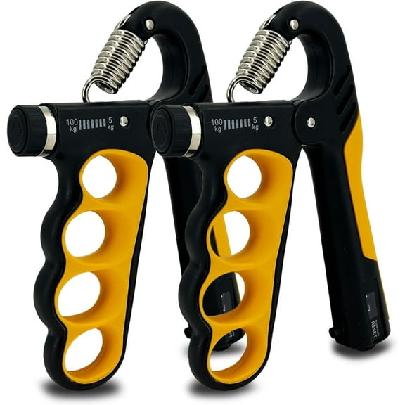 BYXAS Grip Strength Trainer 2 Pack - Adjustable 11-220Lbs (5-100KG) with Auto Counter, Hand Grip Strengthener, Forearm Exerciser for Athletes, Musicians, Gym, Home, Injury Rehab(Yellow)