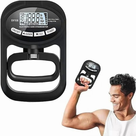 BYXAS Hand Grip Strength Tester Trainer - Electronic Hand Dynamometer Forearm Grip Strengthener Exerciser Digital Training Gauge 265 Lbs 120 Kgs for Sport Home School Use