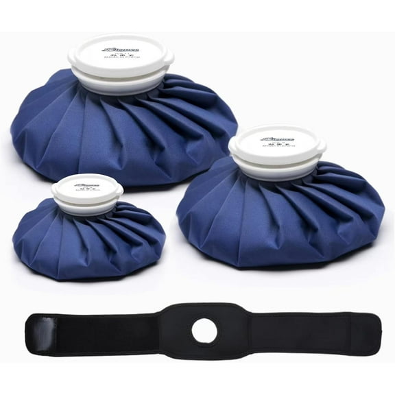 BYXAS Ice Packs for Injuries Reusable, Ice Cold Pack, Ice Bags Hot Water Bag for Hot & Cold Therapy and Pain Relief, 3 Ice Packs, 3 Sizes (6"/9"/11") with Wrap, No-Leak Elastic Breathable Ice Bag