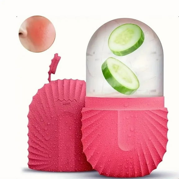 BYXAS Ice Roller for Face - Facial Ice Roller for self Skin Care of all Types, Cold Face Ice Roller Facial Massager for Eye Puffiness relief, Wrinkles, Migraine & TMJ Relief Massager (Red)