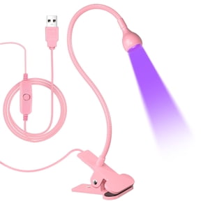 BYXAS LED Nail Lamp,3W Nail Dryer with Gooseneck and Clamp Adjustable, Protection Gloves Portable UV Light for Manicure Curing Light for Salon Nail DIY Home(Pink)