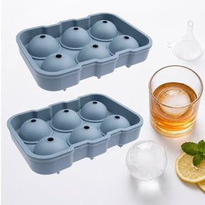 BYXAS Large Ice Cube Molds, Big Round Whiskey Ice Cube Trays for Freezer, Easy to Fill & Release, Whiskey Bourbon Cocktail(1.9In*6 Balls- Blue/2 Pack)