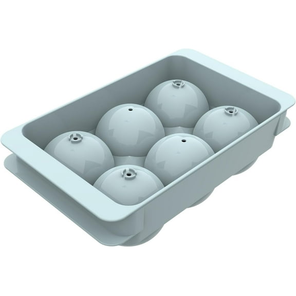 BYXAS Large Ice Cube Molds, Big Round Whiskey Ice Cube Trays for Freezer, Easy to Fill & Release, Whiskey Bourbon Cocktail(1.9In*6 Balls- Blue)