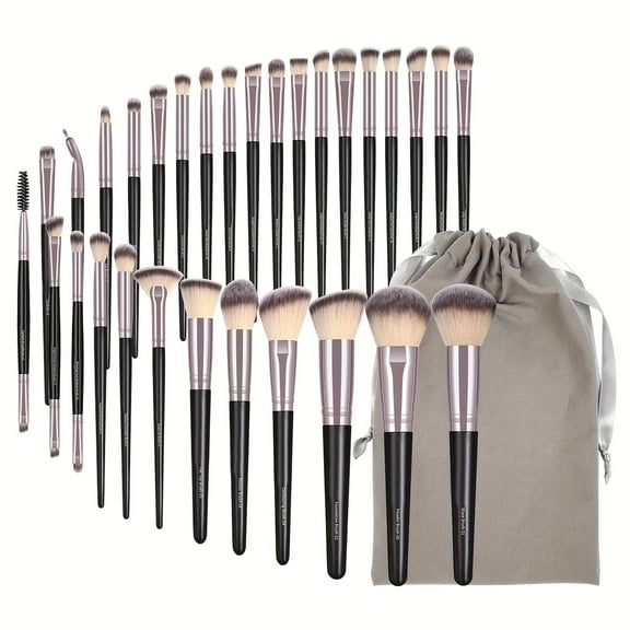BYXAS Makeup Brushes Set 30Pcs Professional Makeup Brush Premium Pink Vegan Synthetic Kabuki Foundation Blending Brush Face Powder Blush Concealers Eye Shadows Make Up Brush Set