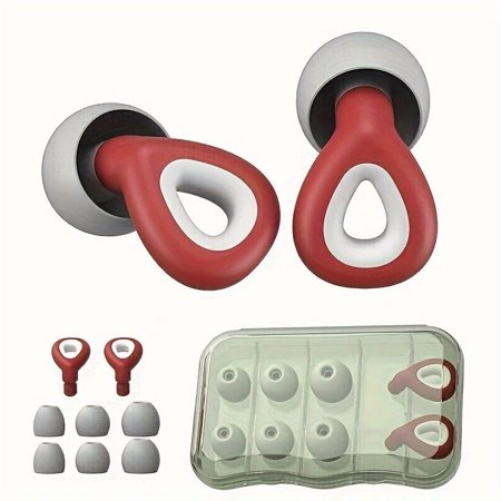 BYXAS Motorcycle Ear Plugs for Noise Reduction, Silicone Comfy Ear Plugs for Sleeping Noise Cancelling with S/M/L 3 Pairs of Silicone Earbud Covers, Reusable Soft Earplugs for Concerts(Red)