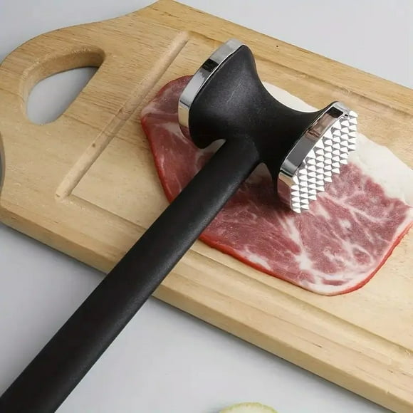 BYXAS Patented Dual-Sided Meat Tenderizer, Heavy Duty Kitchen Mallet with Soft Handle, Spiked Side Tenderizes and Smooth Flattens, Maximize Food Flavor, Commercial Grade Chicken Pounder, Black