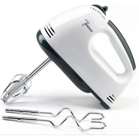 BYXAS Portable 7 Speed Mixing Electric Hand Mixer with Stainless Steel Whisk Beater Attachments & Snap Storage Case, Compact Lightweight 150 Watt Powerful Blender for Baking & Cooking, White