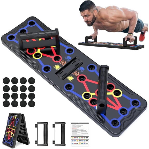 BYXAS Portable Folding Push-Up Board 15-in-1 Multi-Functional Home Workout Equipment