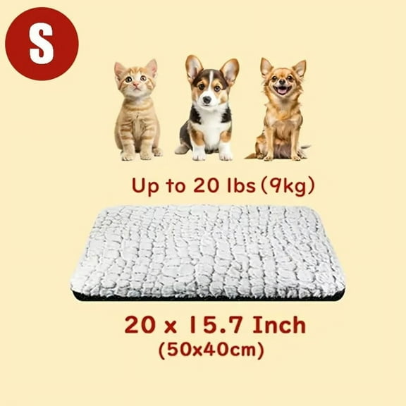 BYXAS Self Heating Cat Bed, Super Soft Thermal Dog Crate Bed Mat for Sleeping, Washable Anti-Slip Self Warming Pet Kennel Pad for Small Medium Cats Dogs Indoor Outdoor (LightGray 20x16 Inch)
