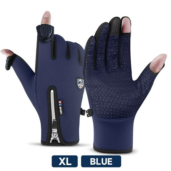 BYXAS Winter Gloves, Glove for Men Women, Flip-top, Windproof,Anti-Slip,Warm,Soft,Touch Screen Upgraded Touch Screen Texting Warm Running(Blue XL)