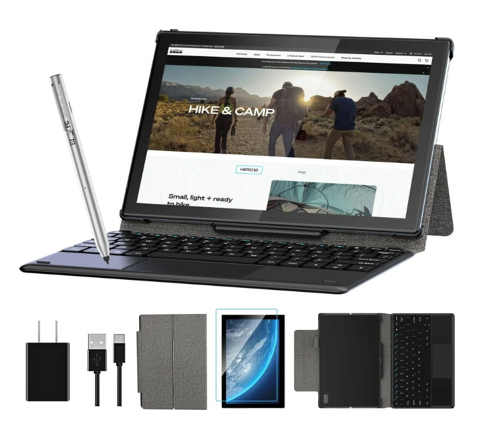 BYYBUO Tablet with Keyboard,Tablet 10.1 inch Android 12 4+6(expand)GBRAM+128GBROM