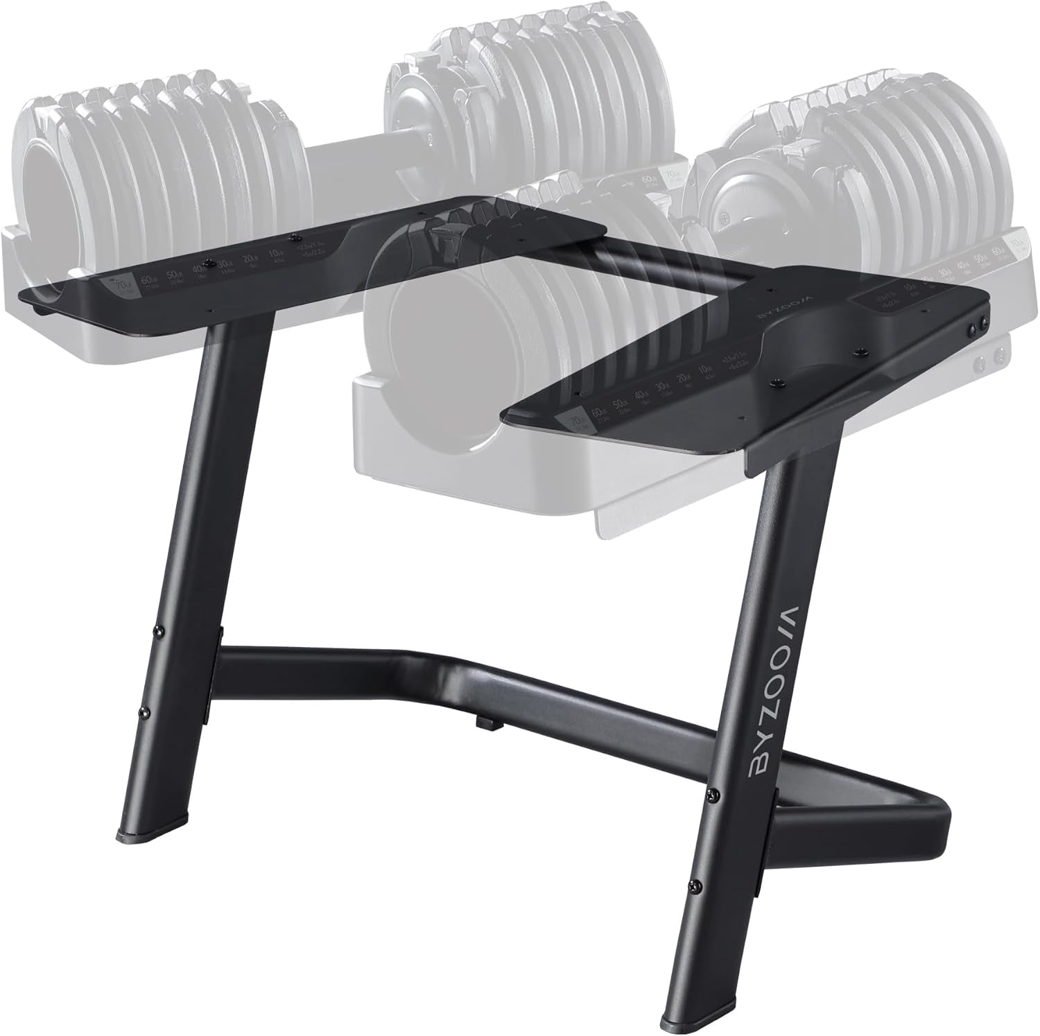 BYZOOM FITNESS 75LB Adjustable Dumbbell Stand Rack, Heavy-Duty Steel L-Shape Weight Rack for Garage Gym, Compact Space-Saving Design, Black