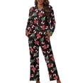 thumbnail image 1 of Kuiaobaty Candy Cane Print Women Pajamas Set Button Down Sleepwear Christmas Long Sleeve Nightwear with Long Pants Xmas Soft Pjs Set with Pockets, 4XL, 1 of 7