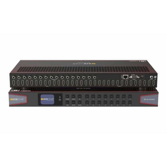 BZBGEAR 16x16 4K UHD HDMI 2.0 Matrix Switcher with Audio De-embedding and Independent Routing (4K60 - 4:4:4 and HDR Support)