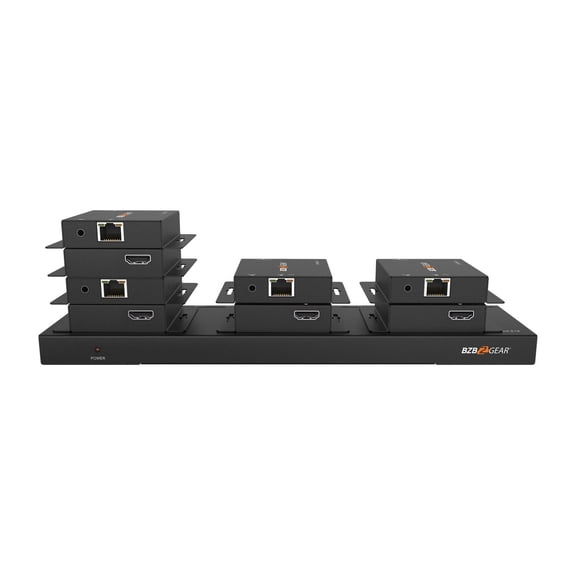 BZBGEAR 1x8 1080P/4K30 HDMI Splitter/Distribution Amplifier Kit with 8 Receivers up to 230ft over Category Cable